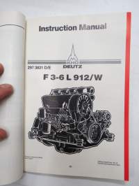 Deutz F-3-6 L 912/W Instruction Manual - Betriebanleitung -käyttöohjekirja saksaksi ja englanniksi