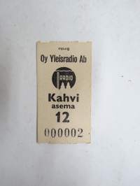 Oy Yleisradio Ab - Kahvi asema 12, Bireka kahvilippu nr 000002