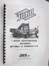 Juko 1-rivinen sokerijuurikkaan nostokone käyttöohje ja varaosaluettelo alkaen valmistusnumerosta S1-2700