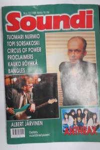 Soundi 1988 nr 12, Tuomari Nurmio, Topi Sorsakoski, Circus of Power, Proclaimers, Kauko Röyhkä, Bangles.