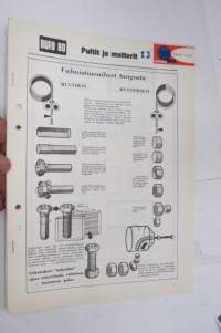 Bufo 80 pultit ja mutterit - valmistusvaiheet tangosta ruuviksi / mutteriksi, kuusioruuvit / mutterit, kruunumutterit, peltiruuvit -myyntiesite / sales brochure