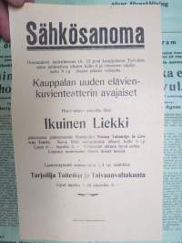 Sähkösanoma - Kauppalan uuden elävienkuvien teatterin avajaiset -