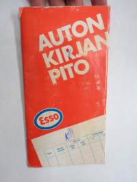 Esso - auton kirjanpito ja Esso Test huoltoasemaluettelo 1.1.1974