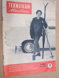 Tekniikan maailma 1960 nr 2, koeajossa Ford Anglia, Voitelun tehostajat, Mainosmiehen automaatti-tv, Tele- ja laajakulmalisäkkeet, Ruostuneiden osien irroittaminen