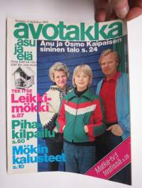 Avotakka 1976 nr 5, Anu ja Osmo Kaipainen, Leikkimökki, Mökin kalusteet, Palaset, Matka-TV:t, Piparmintunraikas keittiö, Ähtäriin, Somerolle, Teiskoon, ym.