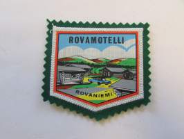 Rovamotelli Rovaniemi -kangasmerkki / matkailumerkki / hihamerkki / badge -pohjaväri vihreä