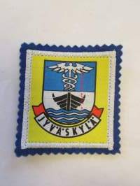 Jyväskylä -kangasmerkki / matkailumerkki / hihamerkki / badge -pohjaväri sininen
