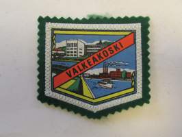 Valkeakoski-kangasmerkki / matkailumerkki / hihamerkki / badge -pohjaväri vihreä