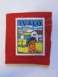 Ivalo-kangasmerkki / matkailumerkki / hihamerkki / badge -pohjaväri punainen