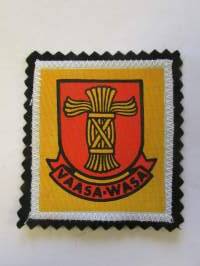 Vaasa Wasa-kangasmerkki / matkailumerkki / hihamerkki / badge -pohjaväri musta