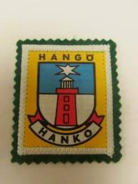 Hanko Hangö-kangasmerkki / matkailumerkki / hihamerkki / badge -pohjaväri vihreä