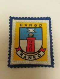 Hanko Hangö-kangasmerkki / matkailumerkki / hihamerkki / badge -pohjaväri sininen
