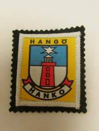 Hanko Hangö-kangasmerkki / matkailumerkki / hihamerkki / badge -pohjaväri musta