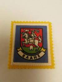 Raahe-kangasmerkki / matkailumerkki / hihamerkki / badge -pohjaväri keltainen