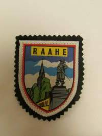 Raahe-kangasmerkki / matkailumerkki / hihamerkki / badge -pohjaväri musta