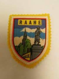 Raahe-kangasmerkki / matkailumerkki / hihamerkki / badge -pohjaväri keltainen