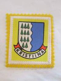 Kristiina -kangasmerkki / matkailumerkki / hihamerkki / badge -pohjaväri keltainen
