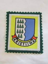 Kristiina -kangasmerkki / matkailumerkki / hihamerkki / badge -pohjaväri vihreä