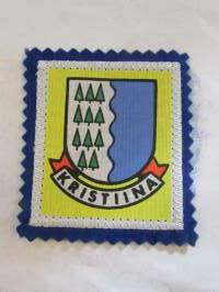 Kristiina -kangasmerkki / matkailumerkki / hihamerkki / badge -pohjaväri sininen