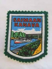 Saimaan kanava -kangasmerkki / matkailumerkki / hihamerkki / badge -pohjaväri vihreä