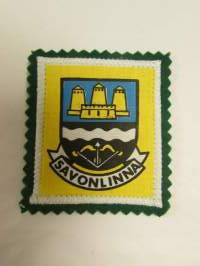 Savonlinna -kangasmerkki / matkailumerkki / hihamerkki / badge -pohjaväri vihreä