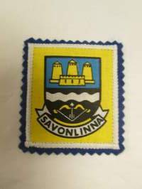Savonlinna -kangasmerkki / matkailumerkki / hihamerkki / badge -pohjaväri sininen