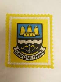 Savonlinna -kangasmerkki / matkailumerkki / hihamerkki / badge -pohjaväri keltainen