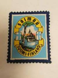 Saimaa Suomi-Finland -kangasmerkki / matkailumerkki / hihamerkki / badge -pohjaväri sininen
