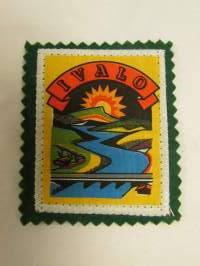 Ivalo -kangasmerkki / matkailumerkki / hihamerkki / badge -pohjaväri vihreä