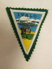 Ivalo -kangasmerkki / matkailumerkki / hihamerkki / badge -pohjaväri vihreä