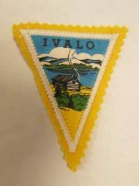 Ivalo -kangasmerkki / matkailumerkki / hihamerkki / badge -pohjaväri keltainen