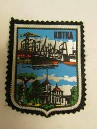 Kotka -kangasmerkki / matkailumerkki / hihamerkki / badge -pohjaväri musta