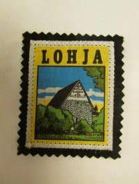 Lohja -kangasmerkki / matkailumerkki / hihamerkki / badge -pohjaväri musta