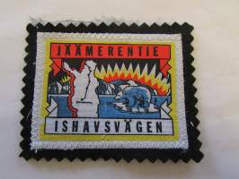 Jäämerentie -Ishavsvägen -kangasmerkki / matkailumerkki / hihamerkki / badge -pohjaväri musta