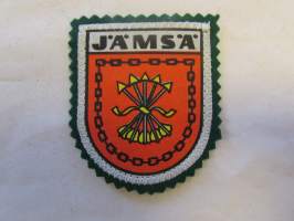 Jämsä -kangasmerkki / matkailumerkki / hihamerkki / badge -pohjaväri vihreä