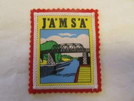 Jämsä -kangasmerkki / matkailumerkki / hihamerkki / badge -pohjaväri punainen