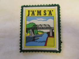 Jämsä -kangasmerkki / matkailumerkki / hihamerkki / badge -pohjaväri vihreä