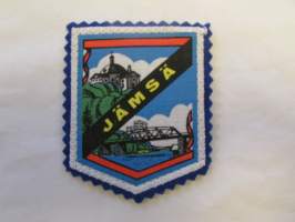 Jämsä -kangasmerkki / matkailumerkki / hihamerkki / badge -pohjaväri sininen