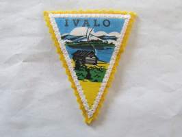 Ivalo -kangasmerkki / matkailumerkki / hihamerkki / badge -pohjaväri keltainen