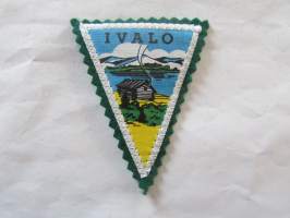 Ivalo -kangasmerkki / matkailumerkki / hihamerkki / badge -pohjaväri vihreä