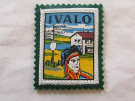 Ivalo -kangasmerkki / matkailumerkki / hihamerkki / badge -pohjaväri vihreä