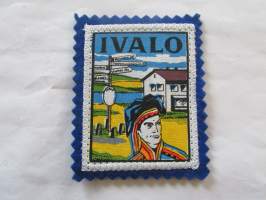 Ivalo -kangasmerkki / matkailumerkki / hihamerkki / badge -pohjaväri sininen