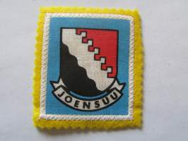 Joensuu -kangasmerkki / matkailumerkki / hihamerkki / badge -pohjaväri keltainen