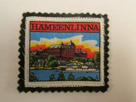 Hämeenlinna -kangasmerkki / matkailumerkki / hihamerkki / badge -pohjaväri musta