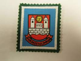 Hämeenlinna -kangasmerkki / matkailumerkki / hihamerkki / badge -pohjaväri vihreä
