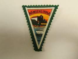 Hämeenlinna -kangasmerkki / matkailumerkki / hihamerkki / badge -pohjaväri vihreä