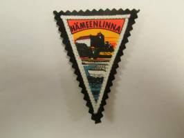 Hämeenlinna -kangasmerkki / matkailumerkki / hihamerkki / badge -pohjaväri musta