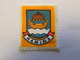 Hamina -kangasmerkki / matkailumerkki / hihamerkki / badge -pohjaväri valkoinen