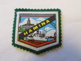 Hamina -kangasmerkki / matkailumerkki / hihamerkki / badge -pohjaväri vihreä