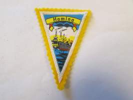 Hamina -kangasmerkki / matkailumerkki / hihamerkki / badge -pohjaväri keltainen